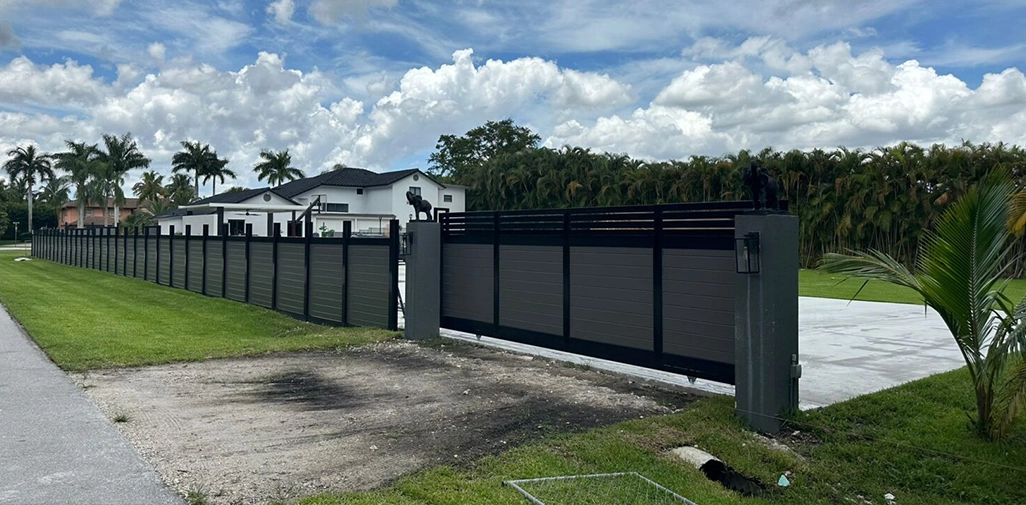 21-foot PVC rolling gate installation in South Florida